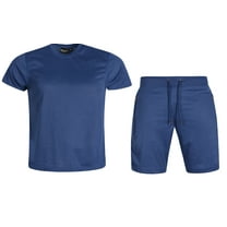 Men's Blank Classic Summer Outfit 2-Piece Set Short Sleeve T Shirts and Shorts