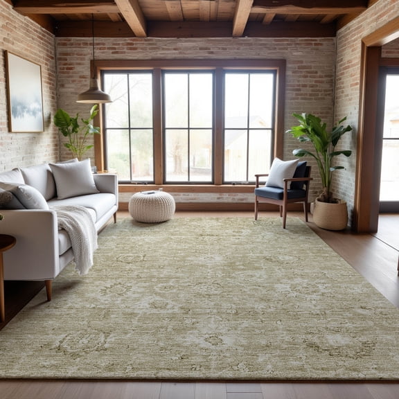 Addison Rugs Mayfield Premium Machine Washable Transitional Damask Beige Rectangle Rug, 5' x 7'6"