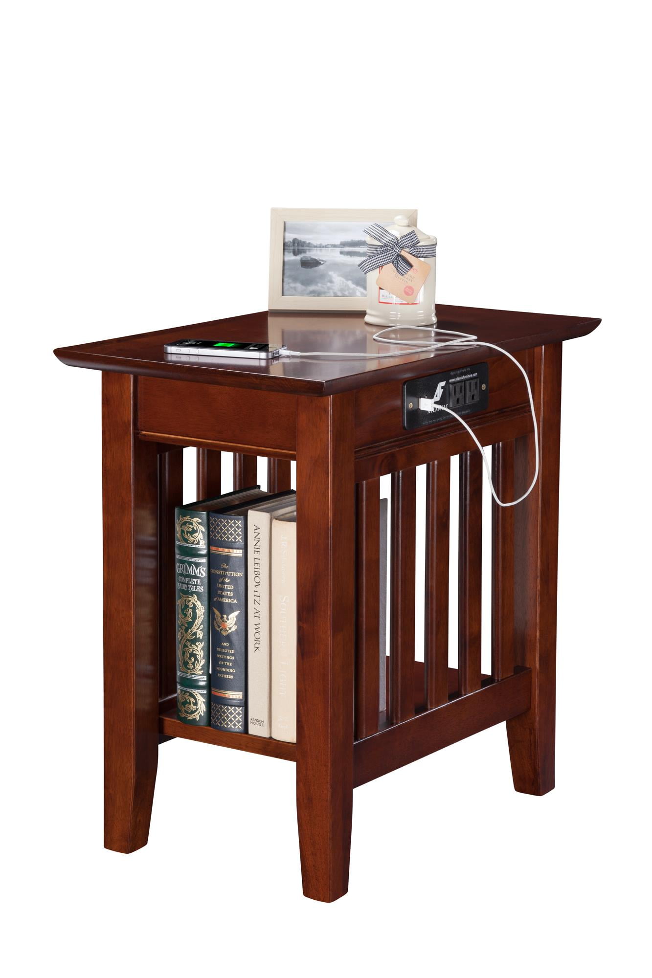 Atlantic Furniture AH13217 Mission Side Chairside Table Caramel Latte