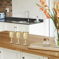 USHOBE Party Embossed Wine Cup Golden 2Pcs 6.6x3.5Cm