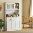 thumbnail image 2 of HOMCOM Freestanding Kitchen Cabinet with Wide Countertop, Tall Pantry Cabinet with Adjustable Shelves, Modern Hutch for Dining Room, White, 2 of 9