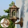 thumbnail image 3 of Retro Outdoor Wall Light, Antique Copper Aluminum Lantern Wall Sconce with Glass Shade, IP44 Waterproof, Fits E27 Bulbs, Porch Garden Lighting Fixture, 3 of 12