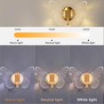 thumbnail image 3 of LED Wall Sconces Light : 3 Colors Dimming Sconces Wall Lighting,Gold Butterfly Wall Lights for Bedroom,LED Night Light for Living Room Dining Hallway Decor,Wall Lights Wireless, 3 of 7
