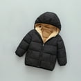 thumbnail image 4 of Toddler Kids Boys Girls Cute Solid Color Plush Cute Winter Thick Casual Keep Warm Hooded Coat Jacket, 4 of 8