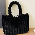 thumbnail image 3 of Bolso de mano elegante y suave con pelo sintético para mujer, bandolera de felpa para invierno, bolso de mano con asa superior acolchada, bolso tipo hobo, 3 of 5