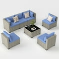 thumbnail image 7 of MRUAKA 7 Pieces Patio Conversation Set, Outdoor Sectional PE Rattan Wicker Furniture Seat,Haze Blue, 7 of 7