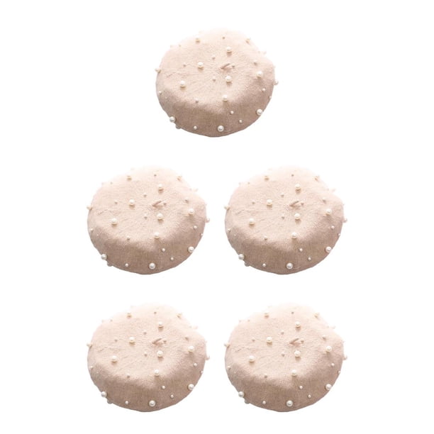 Boina de lana perlada Qarigey para invierno elegante beige 5piezas