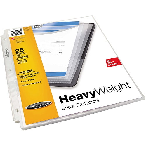 Wilson Jones Heavy Weight Top-Loading Sheet Protectors (W21418 ...