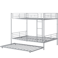 thumbnail image 5 of PAPROOS Metal Bunk Bed with Trundle, Heavy Duty Full Over Full Bunk Bed Frame with 2 Ladders and Full-Length Guardrails, Bunk Bed No Box Spring Needed (Silver), 5 of 8