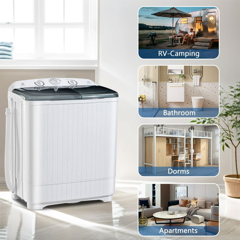 Erivess 20lbs Portable Twin Tub Washing Machine with 12lbs Drain