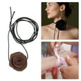 thumbnail image 3 of Unique Bargains 1 Pc Adjustable Choker Necklace Fashion Rose Delicate Floral Wristband for Women Brown Black, 3 of 6