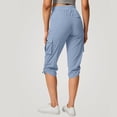 thumbnail image 5 of TAGOLD Womens Summer Capris Solid Color Elastic Waist Cargo Style Pocket Casual Lightweight Pants, 5 of 5