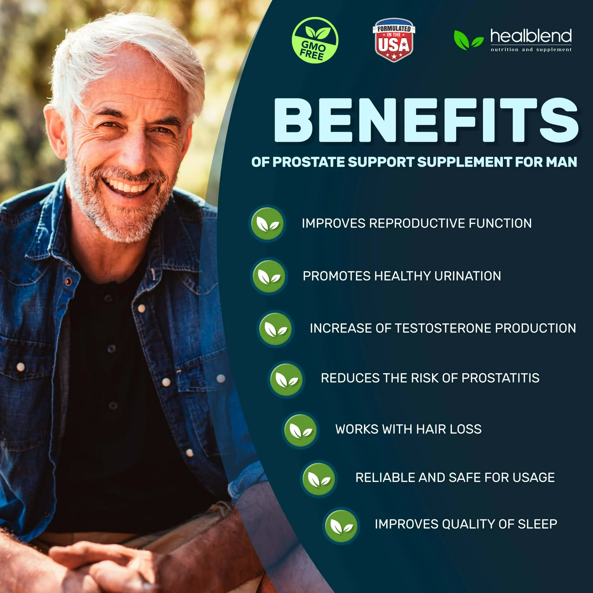 Healblend Prostate Support Supplement for Men - Improves Urinary Health, Bladder Discomfort, Promotes Sleep with Pygeum and Saw Palmetto - 60 Capsules (3 Pack)