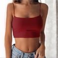 thumbnail image 1 of Women Summer Crop Top Solid Tank Top Correa de espagueti Backless Nightclub Party Vest Camisole Eccomum Rojo, 1 of 5