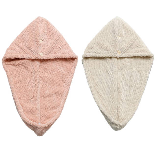 Toallas de microfibra súper absorbentes para secar el cabello, 2 paquetes, turbantes para envolver el cabello de secado rápido, 10 x 26 pulgadas