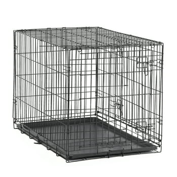 Vibrant Life Double-Door Foldable Metal Wire Dog Crate with Divider and Tray, X-Large, 42"