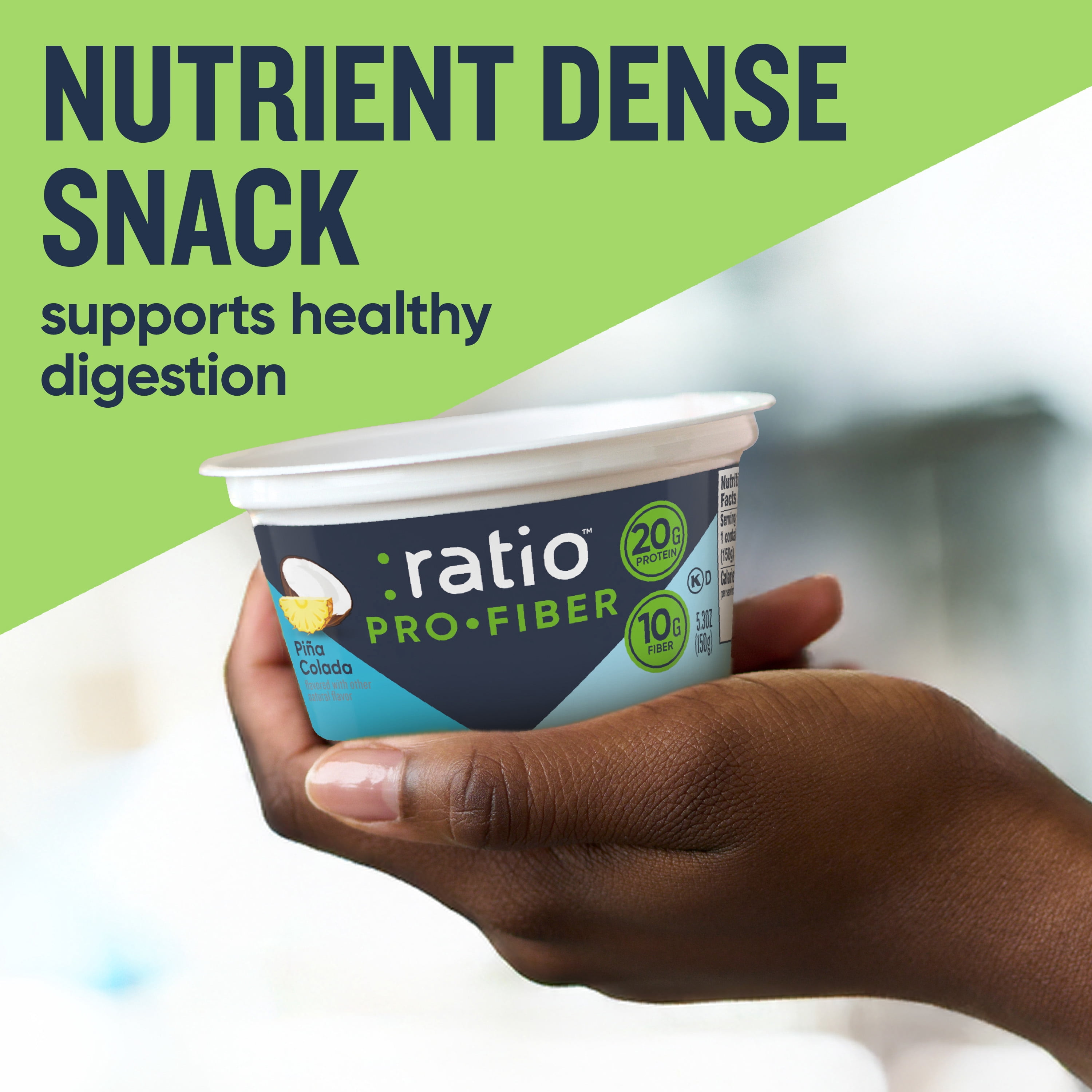Ratio Pro-Fiber Yogurt Cultured Dairy Snack Cup, Pina Colada, 5.3 oz