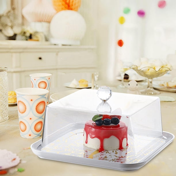 Cubierta de acrílico a prueba de polvo para tartas, soporte para tartas, vitrina transparente para panadería, cúpula aislante para alimentos para L cuadrada de oro
