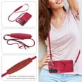thumbnail image 5 of for Samsung Galaxy A15 PU Leather Back + TPU Frame Rugged Case, Classic 360 Rotating Ring Kickstand Card Slots Shoulder Strap Drop Protective Slim Fit Shockproof Phone Case Cover, Red, 5 of 12