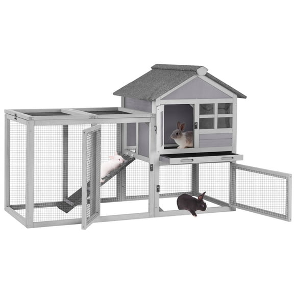 Rabbit Hutch Extérieur Bunny Hutch Intérieur Cage Rabbit Habitat en Bois Petit Animal Animal de Compagnie Cage à Volaille