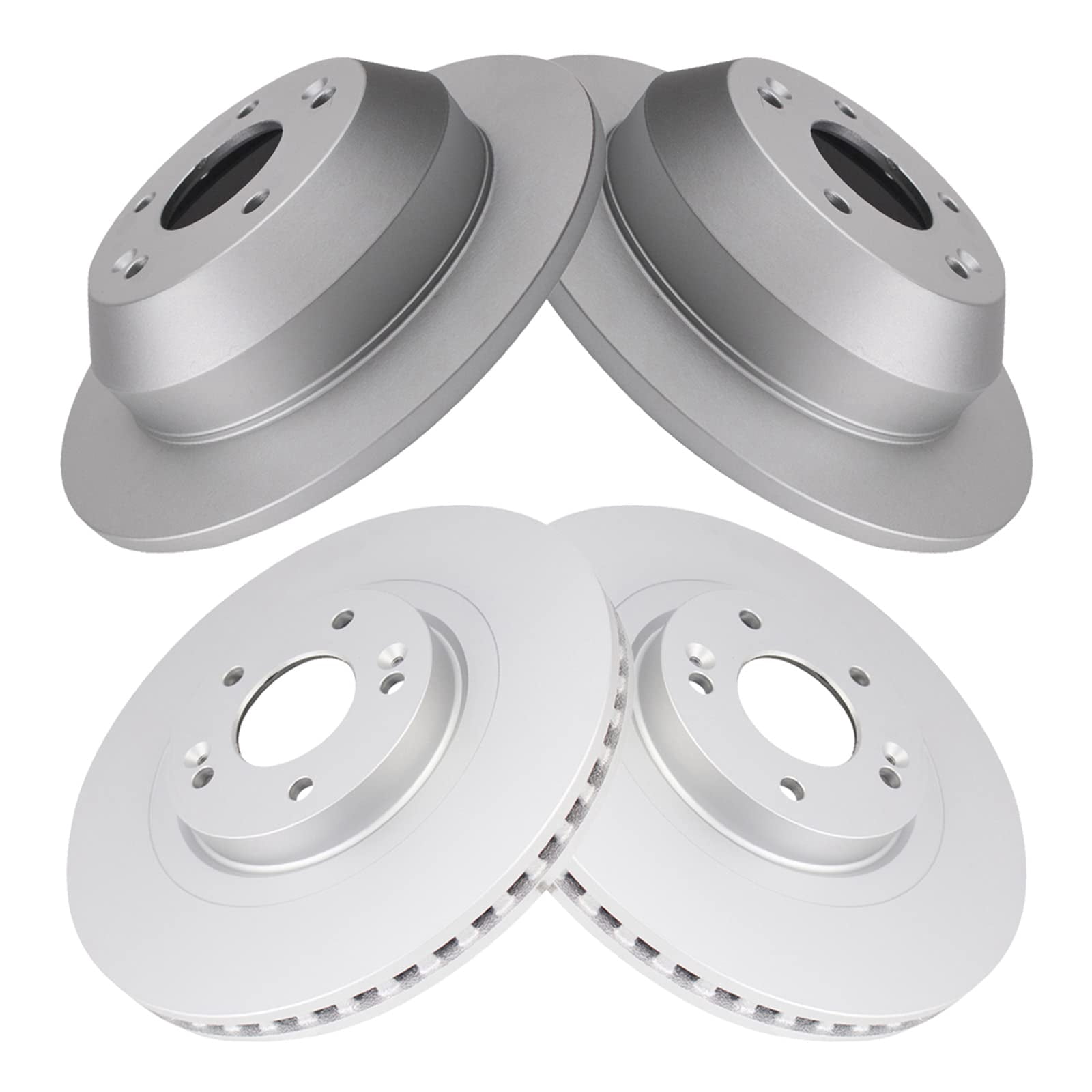 TRQ Front and Rear Brake Rotors Set Premium G-Coated Fits Select 2013-2018 Hyundai Santa Fe Santa Fe Sport 2014-2020 Kia Sorento
