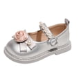 thumbnail image 3 of Jinhomg Toddler/Little Girls' Flowers Ballerina Flat Ballerina Flat Shoes Mary Jane PU Dress Shoes Wedding School Party Shoes Silver 32, 3 of 10