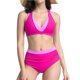 thumbnail image 1 of Trajes de baño Amzcrzy Tankini para mujer, bikini para mujer, traje de baño de bikini de estilo dividido de color sólido informal y de moda con tirantes, rosa fuerte, S, 1 of 6