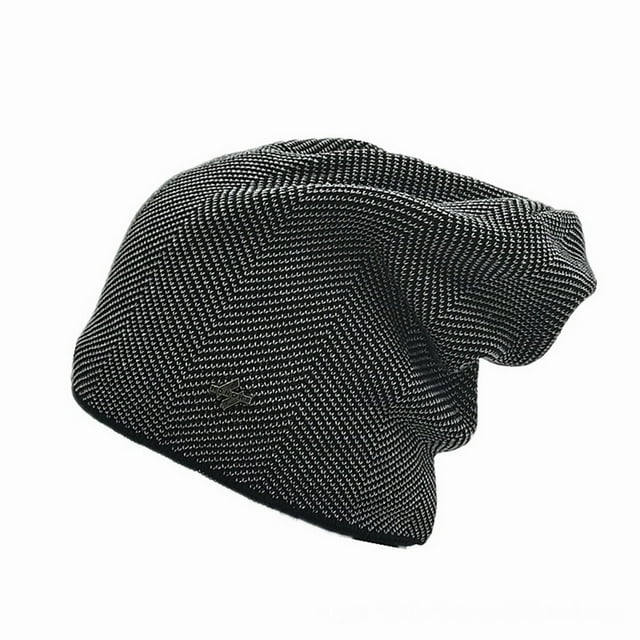 Men Hat Solid Color Double Layers Autumn Winter Ear Protection Knitting Hat for Outdoor