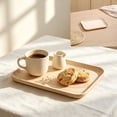 thumbnail image 2 of JHyouerji Imitation Wood Grain Plastic Serving Tray 9x7in Anti Slip Raised Feet Fruit Snack Storage Platter Stackable Kitchen Dinner Tray, 2 of 9