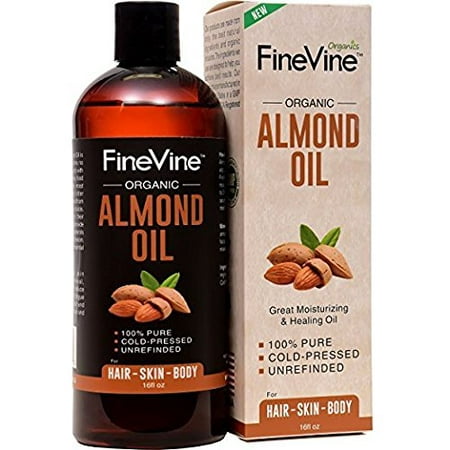 100% Pure Almond Oil - 16 oz - For Skin Moisturizer, Wrinkles, Massage, Anti-Aging and Baby Oil - Best Cold Pressed, Organic Carrier
