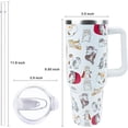 thumbnail image 2 of 40 oz Tumbler with Handle and Straw, Stainless Steel Insulated Cup - Leak Proof Lid, Double Wall Vacuum Insulated, Keeps Drinks Cold/Hot for Hours, Pineapple Design., 2 of 6