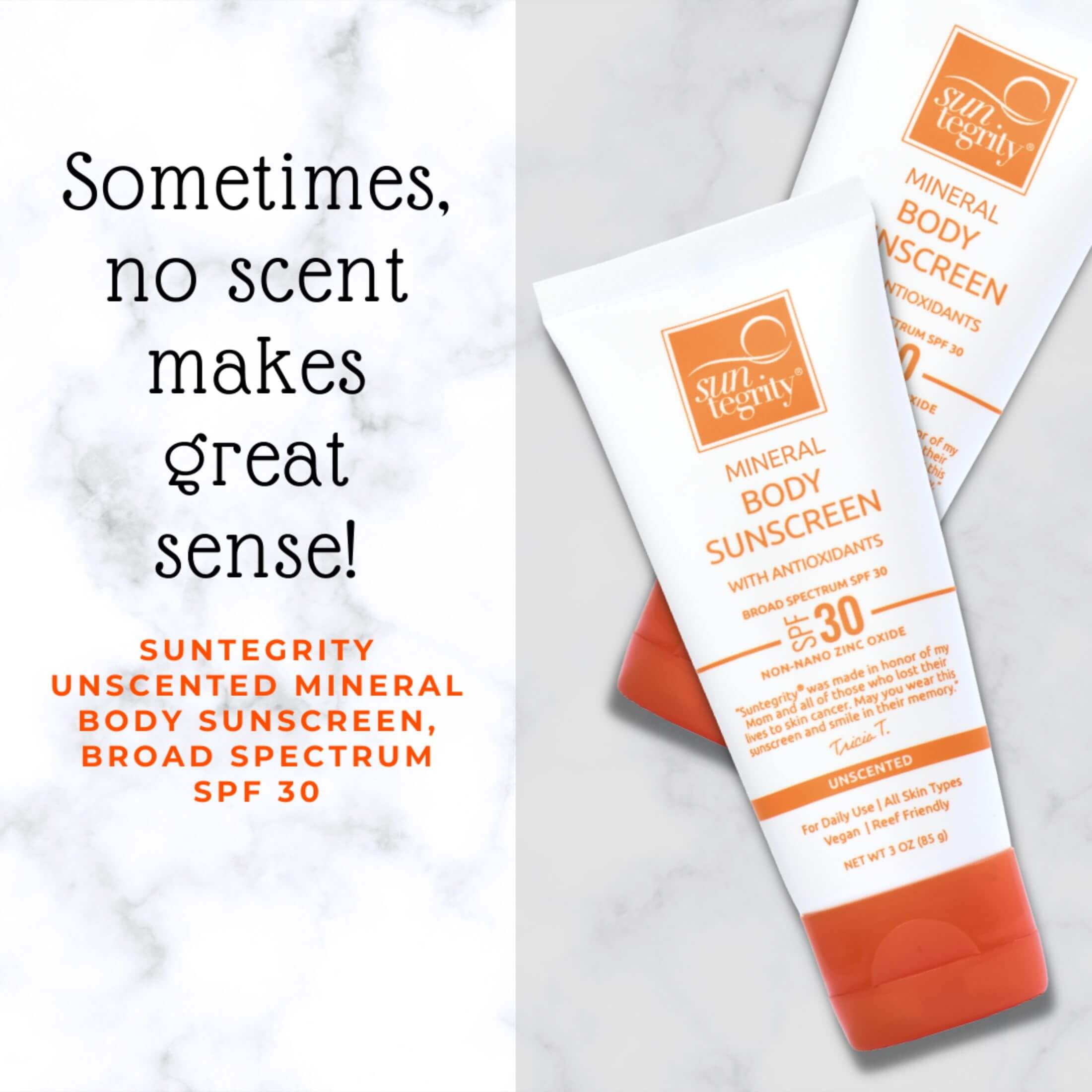 Suntegrity UNSCENTED Mineral Body Sunscreen, Broad Spectrum SPF 30 - 3oz