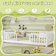 thumbnail image 6 of Leumius Twin Size Floor Fence Bed with Central Entrance, Pine Wood Floor Bed with Guardrails for Boys Girls White, 6 of 9
