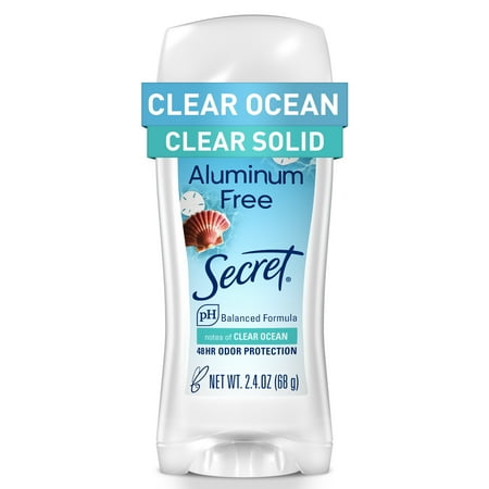 Secret Aluminum Free Clear Solid, Clear Ocean Scent, 2.4Oz