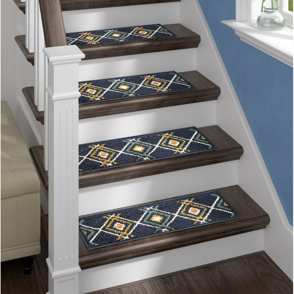 The Sofia Rugs ,Modern Carpet Stair Treads,Geometric, 13x(9"x28") ,Blue