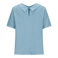 thumbnail image 6 of Ruyang Teen Girls Cotton Linen Short Sleeve Lapel Solid Baggy T Shirts Summer Lightweight Breathable Workout Tee Tops, 6 of 9