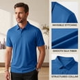 thumbnail image 5 of Men's Polo Shirts 3 Buttons Casual Work T Shirts Quick Dry Short Sleeve Golf Shirt Outdoor Performance Blue L, 5 of 9