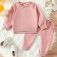 thumbnail image 2 of TOWED22 Toddler Baby Boys Fall Outfits Long Sleeve Pull On Sweatshirt Elastic Waist Pants 2Pcs Solid Clothes Set(Pink,24-36 M), 2 of 5