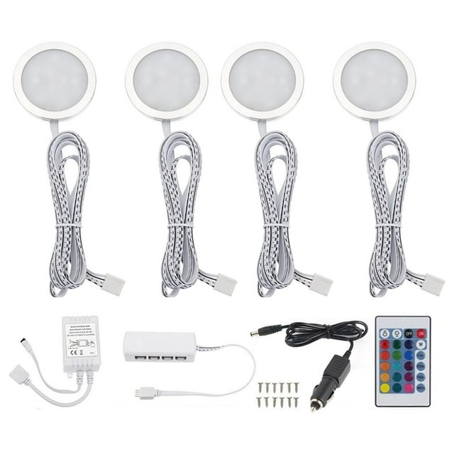 4pcs RGB 7 Colors Caravan Interior Roof Ceiling with 24 Key Remote Control For Camper RV Trailer Boat Van