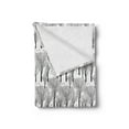 thumbnail image 2 of Winter Soft Flannel Fleece Throw Blanket, Monochrome Abstract Forest Pattern Trees Leaves Birds Wildlife Woodland Nature, Cozy Plush for Indoor and Outdoor Use, 70" x 90", Black White, by Ambesonne, 2 of 5