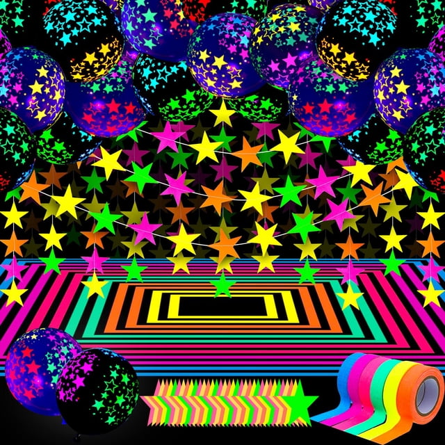 Artículos de fiesta Skylety Glow in the Dark Neon con globos