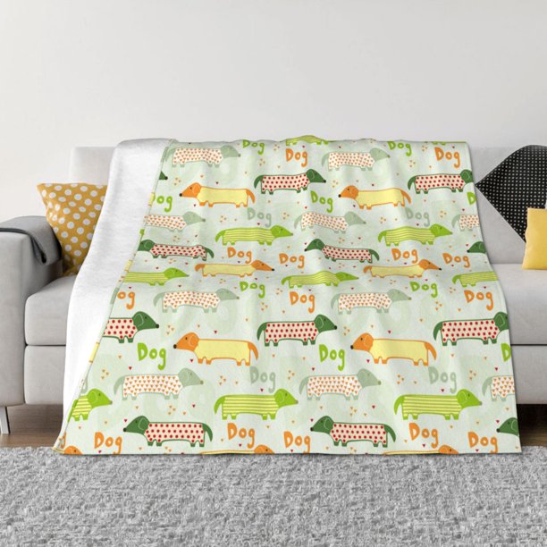Fotbe Dachshund Dog Puppy Manta de Franela con Estampado, Manta Ultrasuave para Cama, Sofá, Auto, Hipoalergénica y Antibolitas-50"x40"