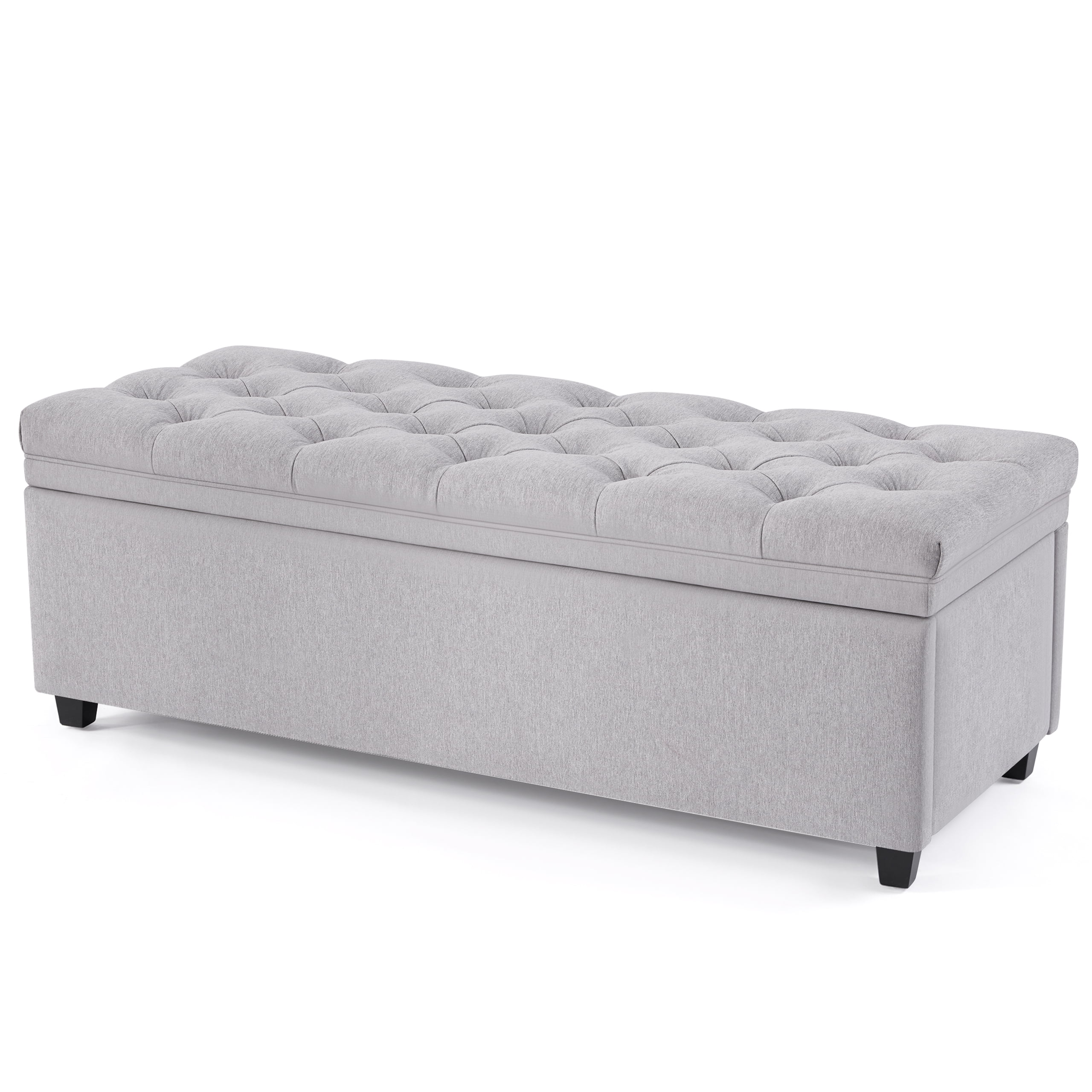 Weture 50-Inch Tufted Storage Ottoman Bench, Modern Entryway Bench, LightGray