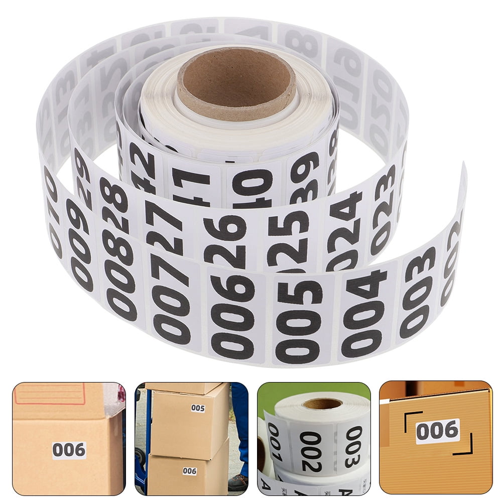 Saim Self-Adhesive Inventory Number Stickers Roll (3x1.5 In) - Black Numbers 5001-6000 For Office & Warehouse Organization