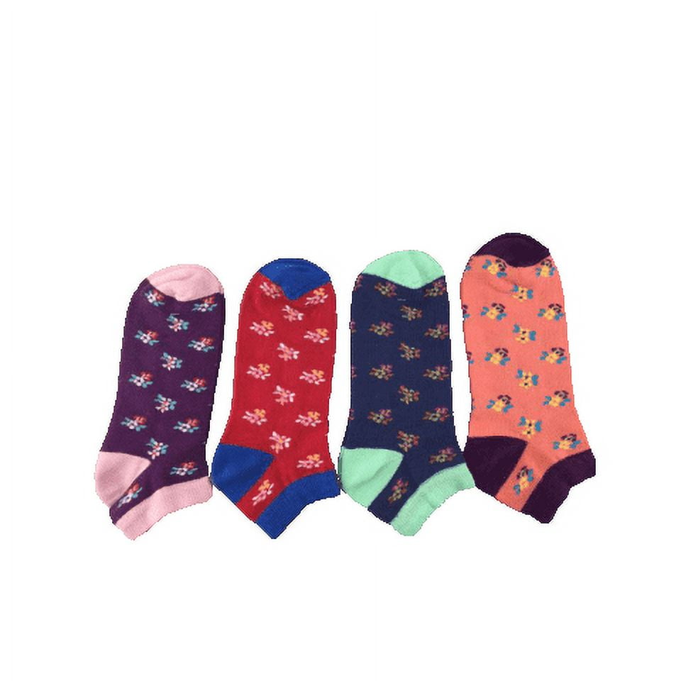 Floral Pattern Ankle Low Cut 1-pair Pack & 4-pair Pack Cotton Socks