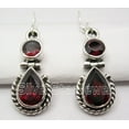 thumbnail image 2 of SilverStarJewel 925 Sterling Silver Garnet 2 Facetted Gemstone French Hook Earrings 1.3", 2 of 3
