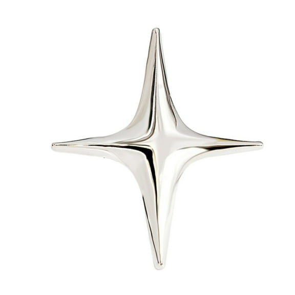 HUANLEDASH Metal Four-pointed Star Brooch Elegant Luxury Golden Silver Color Clothing Accessories Women Business Suit Lapel Pin Fashion Jewelry
