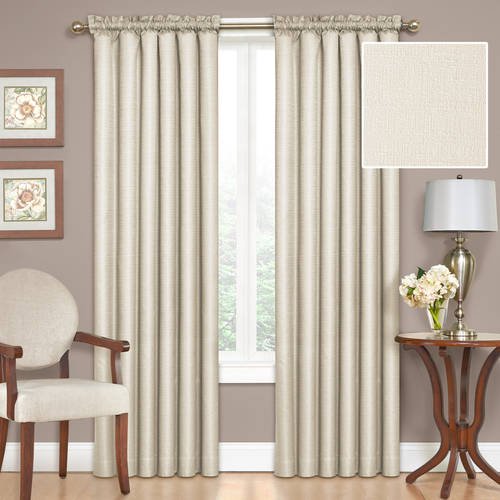 Eclipse Samara Solid Color Blackout Rod Pocket Single Curtain Panel Ivory 42 X 84 Walmart Com