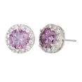 thumbnail image 2 of 1 Pair Copper Women Ear Stud Pair Solid Color Copper Solid Color Rhinestone Exquisite Easy Matching Round Girls Ladies Party Earring Jewelry Purple, 2 of 8
