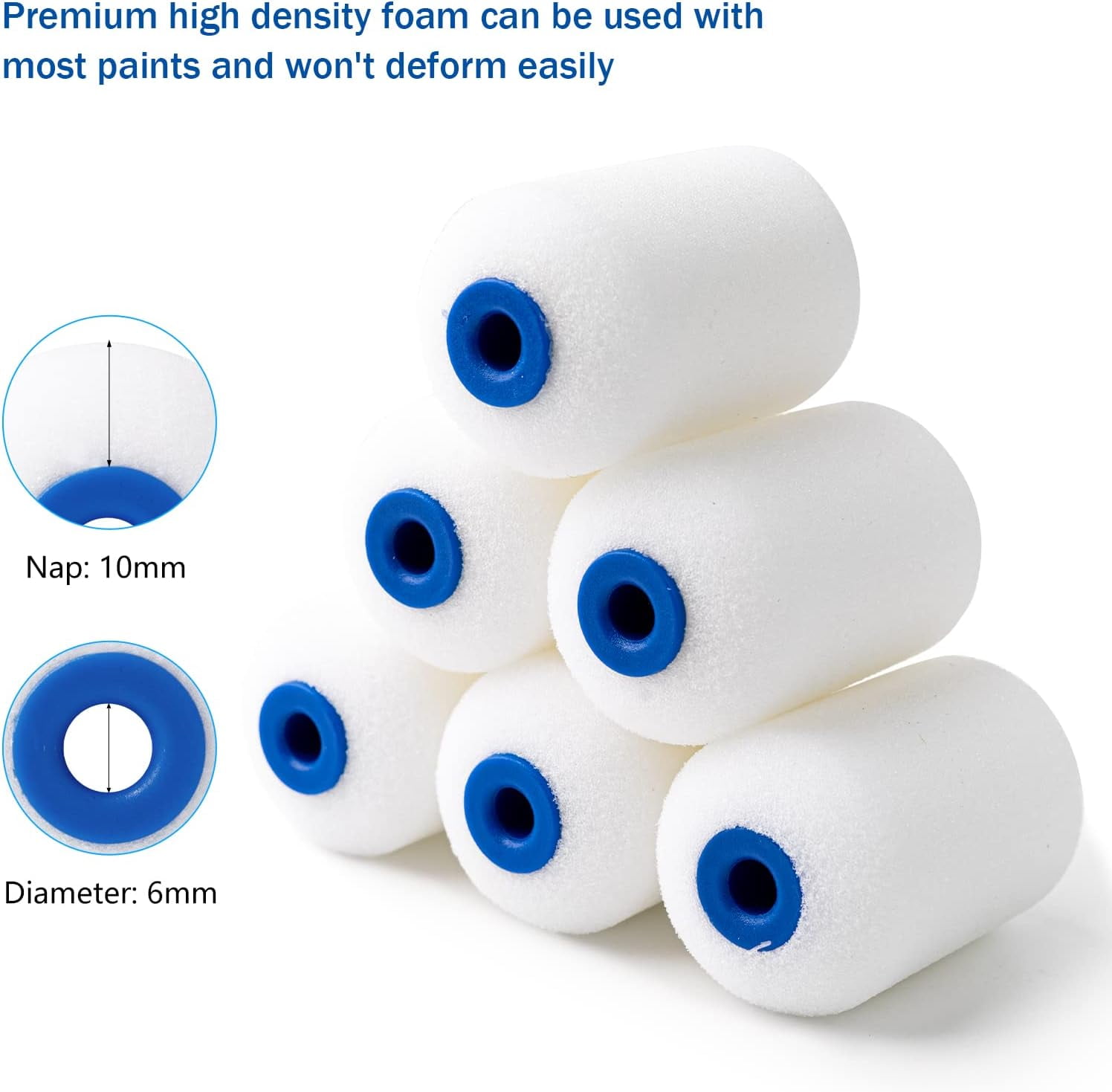 Paint Roller Kit, 25 Pack, 2 Inch Foam Paint Roller, Small Paint Rollers, Paint Roller Tray Liners, Sponge Brush with Plastic Sheeting, Mini Rollers for Painting Furniture